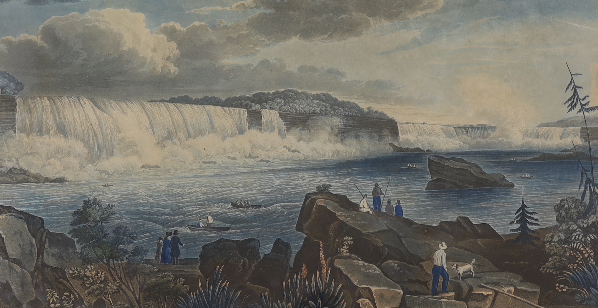 Joshua Gleadah after James Gray, a set of seven 19th century aquatints, Canadian landscapes and two others of Granada, largest 57 x 36cm
